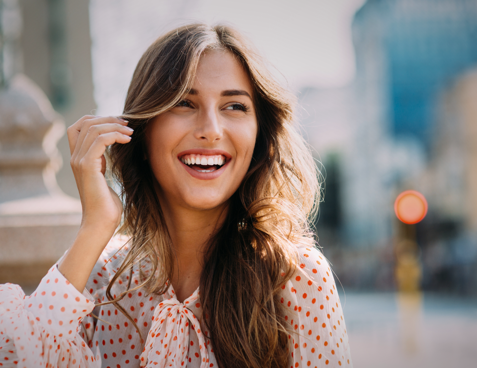 Happy couple embracing outdoors
